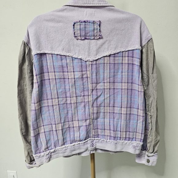 POL Becca Lavender and Gray Patchwork Flannel Jacket. size small - Picture 4 of 7